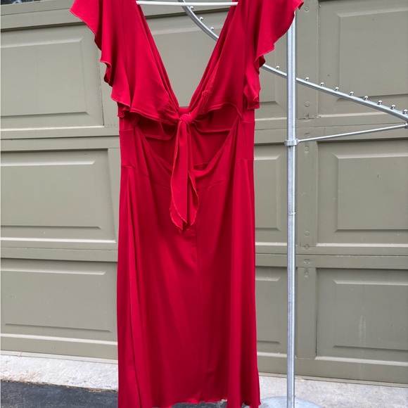 Red Dress with Ruffle Sleeves - Picture 2 of 7